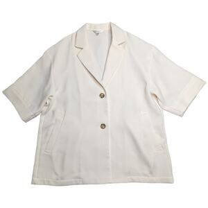 Moussy Ivory H/S Single Short Sleeve Button Up Boxy Collared Blazer Jacket OS L